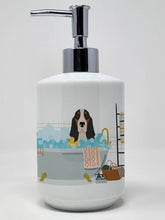 Load image into Gallery viewer, Black Tricolor Basset Hound Ceramic Soap Dispenser