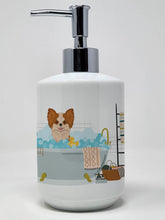 Load image into Gallery viewer, Longhaired Red and White Chihuahua Ceramic Soap Dispenser