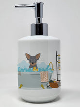 Load image into Gallery viewer, Blue and Tan Chihuahua Ceramic Soap Dispenser