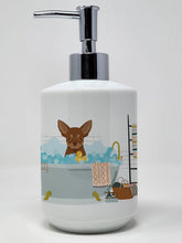 Load image into Gallery viewer, Chocolate and Tan Chihuahua Ceramic Soap Dispenser