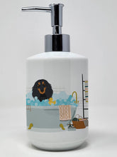 Load image into Gallery viewer, Longhair Black and Tan Dachshund Ceramic Soap Dispenser