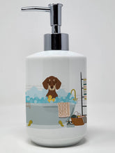 Load image into Gallery viewer, Chocolate and Cream Dachshund Ceramic Soap Dispenser