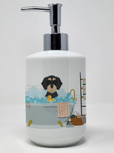 Load image into Gallery viewer, Wirehair Black and Cream Dachshund Ceramic Soap Dispenser