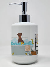 Load image into Gallery viewer, Natural Ear Red and Tan Doberman Pinscher Ceramic Soap Dispenser