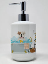 Load image into Gallery viewer, Piebald English Bulldog Ceramic Soap Dispenser