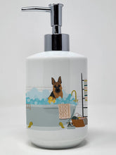 Load image into Gallery viewer, Black and Tan German Shepherd Ceramic Soap Dispenser