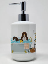 Load image into Gallery viewer, Liver and White Shih Tzu Ceramic Soap Dispenser
