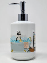 Load image into Gallery viewer, Black Siberian Husky Ceramic Soap Dispenser