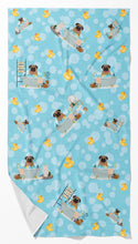 Load image into Gallery viewer, Brown Pug in Bathtub Bath Towel Large