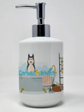 Load image into Gallery viewer, West Siberian Laika Spitz in Bathtub Ceramic Soap Dispenser