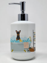 Load image into Gallery viewer, Manchester Terrier in Bathtub Ceramic Soap Dispenser