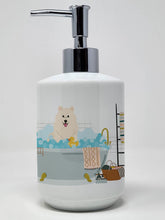 Load image into Gallery viewer, Samoyed in Bathtub Ceramic Soap Dispenser