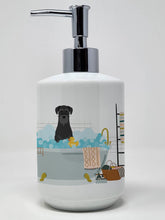 Load image into Gallery viewer, Black Standard Schnauzer in Bathtub Ceramic Soap Dispenser