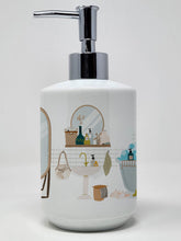 Load image into Gallery viewer, Blue Staffordshire Bull Terrier in Bathtub Ceramic Soap Dispenser
