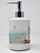 Load image into Gallery viewer, Irish Wolfhound in Bathtub Ceramic Soap Dispenser