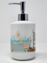 Load image into Gallery viewer, White Poodle in Bathtub Ceramic Soap Dispenser
