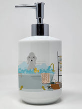 Load image into Gallery viewer, Blue Bedlington Terrier in Bathtub Ceramic Soap Dispenser