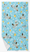 Load image into Gallery viewer, Black Tan Cocker Spaniel in Bathtub Bath Towel Large