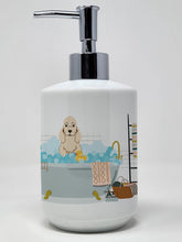 Load image into Gallery viewer, Buff Cocker Spaniel in Bathtub Ceramic Soap Dispenser