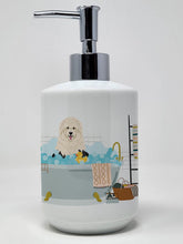 Load image into Gallery viewer, Old English Sheepdog in Bathtub Ceramic Soap Dispenser