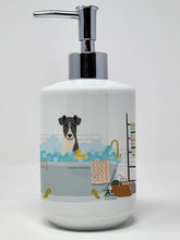 Load image into Gallery viewer, Smooth Fox Terrier in Bathtub Ceramic Soap Dispenser