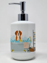 Load image into Gallery viewer, English Foxhound in Bathtub Ceramic Soap Dispenser