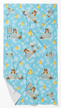 Load image into Gallery viewer, Red White English Bulldog in Bathtub Bath Towel Large