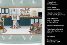 Load image into Gallery viewer, Blue Boston Terrier in the Kitchen Kitchen Towel