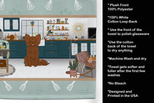 Load image into Gallery viewer, Longhaired Chocolate Chihuahua in the Kitchen Kitchen Towel