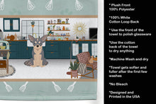 Load image into Gallery viewer, Blue and White Chihuahua in the Kitchen Kitchen Towel