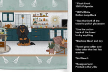 Load image into Gallery viewer, Longhair Black and Tan Dachshund in the Kitchen Kitchen Towel