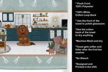 Load image into Gallery viewer, Longhair Chocolate and Tan Dachshund in the Kitchen Kitchen Towel