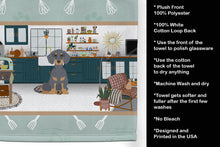 Load image into Gallery viewer, Blue and Tan Dachshund in the Kitchen Kitchen Towel