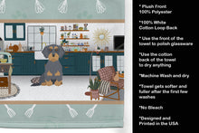 Load image into Gallery viewer, Wirehair Blue and Tan Dachshund in the Kitchen Kitchen Towel