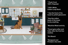 Load image into Gallery viewer, Black and Tan German Shepherd in the Kitchen Kitchen Towel
