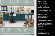 Load image into Gallery viewer, Black Great Dane in the Kitchen Kitchen Towel