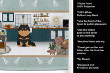 Load image into Gallery viewer, Black and Tan Pomeranian in the Kitchen Kitchen Towel