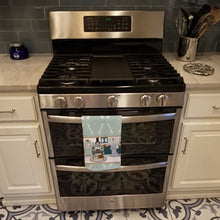 Load image into Gallery viewer, Toy Silver Poodle in the Kitchen Kitchen Towel