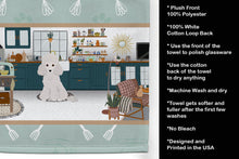 Load image into Gallery viewer, Toy White Poodle in the Kitchen Kitchen Towel