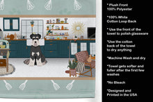 Load image into Gallery viewer, Black and Silver Natural Ears Schnauzer in the Kitchen Kitchen Towel