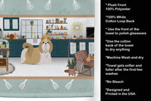 Load image into Gallery viewer, Gold and White Shih Tzu in the Kitchen Kitchen Towel