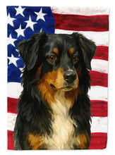 Load image into Gallery viewer, Black Australian Shepherd American Flag Garden Flag