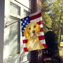 Load image into Gallery viewer, Lemon and White Beagle American Flag House Flag