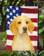 Load image into Gallery viewer, Lemon and White Beagle American Flag Garden Flag