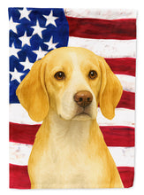 Load image into Gallery viewer, Lemon and White Beagle American Flag Garden Flag