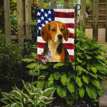 Load image into Gallery viewer, Tri-color Beagle American Flag Garden Flag