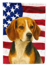 Load image into Gallery viewer, Tri-color Beagle American Flag Garden Flag