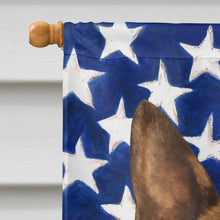 Load image into Gallery viewer, Brindle and White Boston Terrier American Flag House Flag