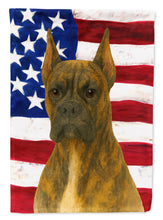 Load image into Gallery viewer, Brindle Cropped Boxer American Flag Garden Flag