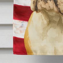 Load image into Gallery viewer, Brindle and White English Bulldog American Flag House Flag